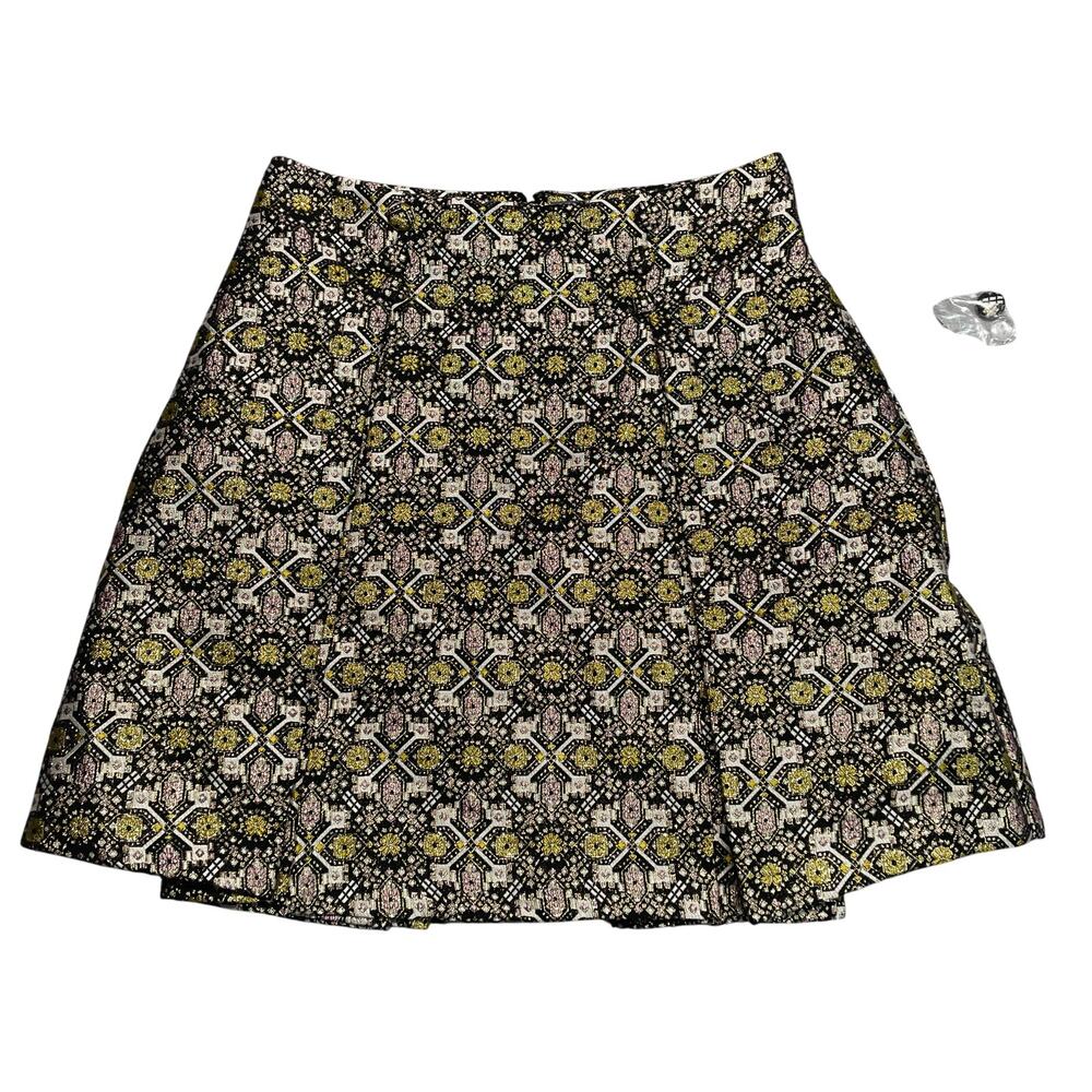 ModCloth Skirt 4 Good As Gold Retro Mini Pleated Jacquard 60s Festive Party New